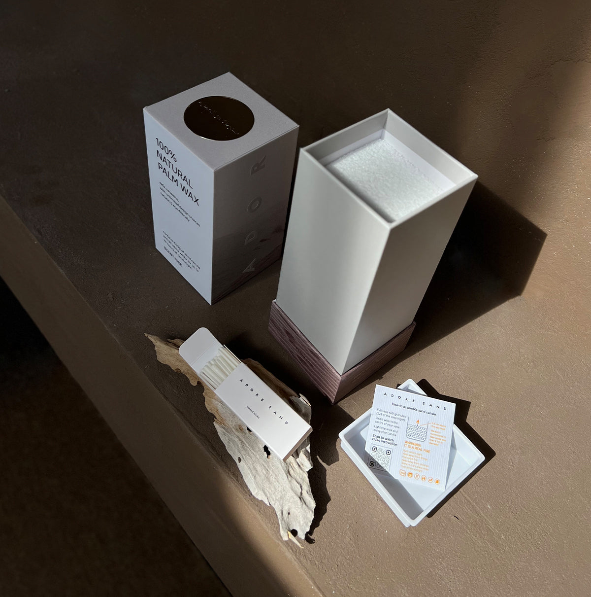 Adore Sand Candle Premium Box + Wicks