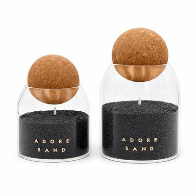 Orchid Set Charcoal — dark sand wax candle gift set with vases by Adore Sand