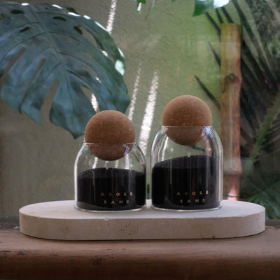Orchid Set Charcoal — charcoal sand wax candle in ceramic vase