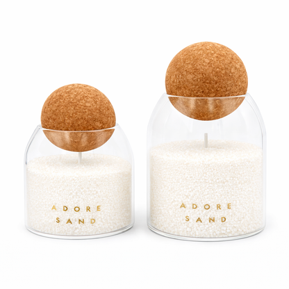 Orchid Set — two white ceramic vases with cork lids and sand wax candle gift box